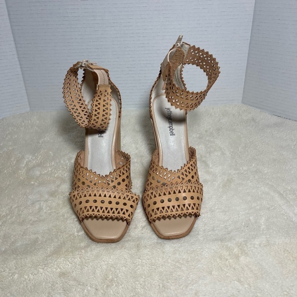 REVOLVE Jeffrey Campbell Tan Wedge Sandals with Lattice Design - Picture 7 of 11